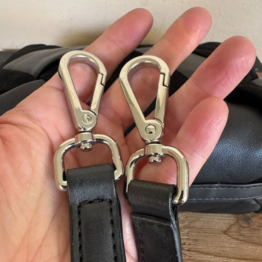 & Other Stories Black Braided Leather Suede Silver Hardware Top Handle Crossbody